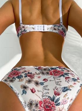 N 51153 速卖通TEMU跨境秋季外贸款女式柔软舒适印花内衣套装