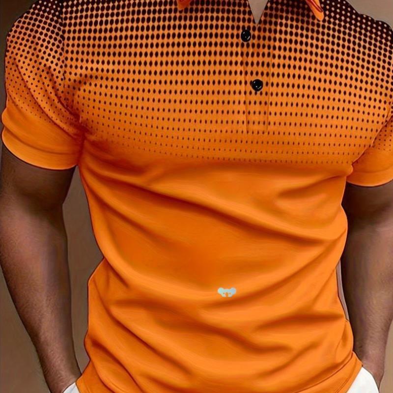 Summer men's Short Sleeve Dots Print Shirt Wh Buttons And