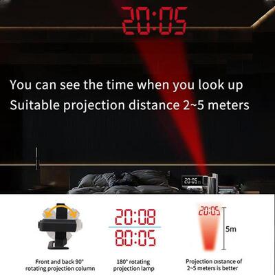 Projection Alarm Clock LED Digal Clock for Bedroom Bedside