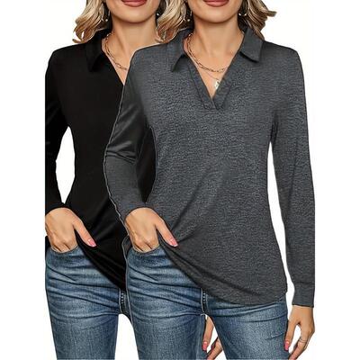 I 99842 V-neck Long Sleeve T-shirt 印花长袖T恤