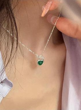 25 Silver Green Agate Necklace for Women Gift Lov女士项链