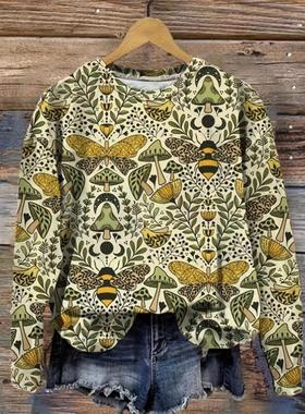跨境外贸款Long Sleeve Round Neck Sweatirt Whimsical Animal