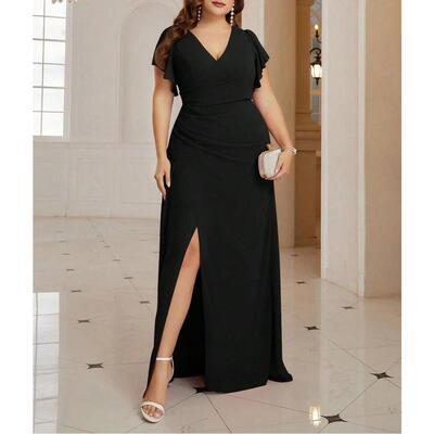 R 26344 Ruffle Sleeve Dress 荷叶袖晚礼服跨境速卖通