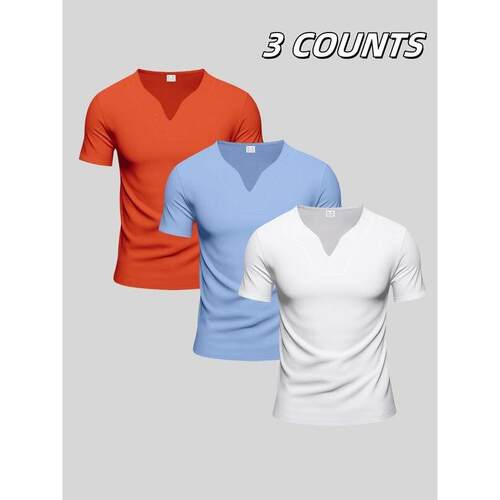 A 29416 Men's V-Neck Jersey T-Shirt 士V领T恤