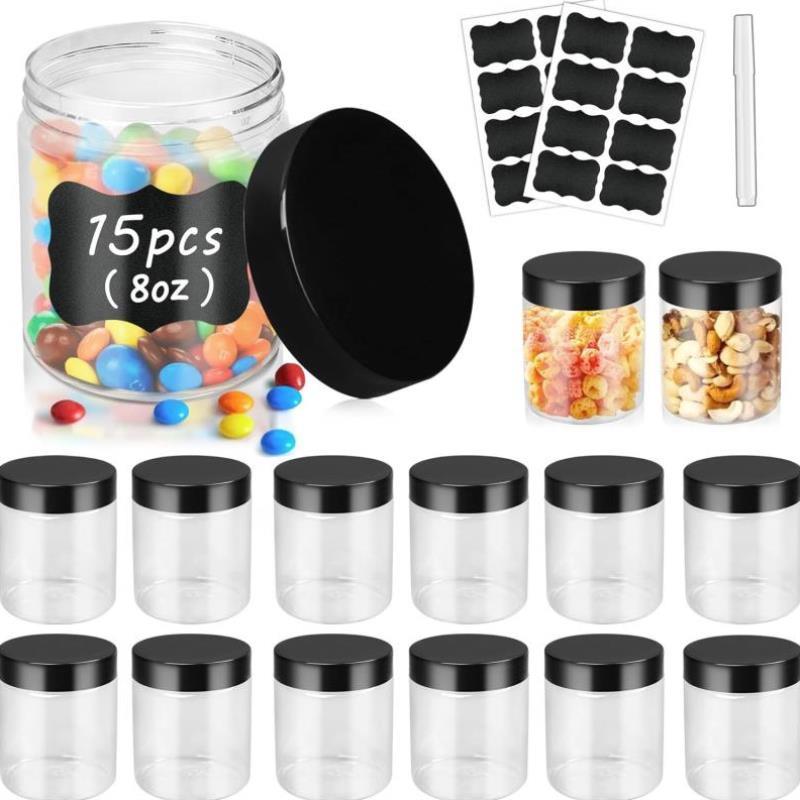 Plastic Jars wh Lids 15 pack 8 Oz Plastic Containers跨境