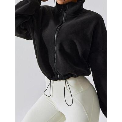 U 33516 Fleece Stand Collar Zipper Jacket 摇粒绒运动外套