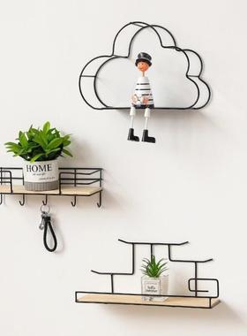 Floating Shelf 2 Color Wall Shelf Wood Iron Wall Mounted跨境