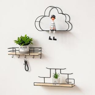 Floating Shelf 2 Color Wall Shelf Wood Iron Wall Mounted跨境