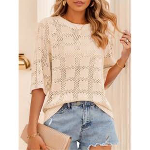 L 75161 Summer Hollow Out Knit Top 镂空针织罩衫