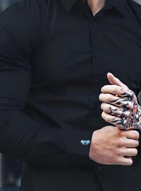 yli Dress Shirt yli Black men's Formal Business跨境