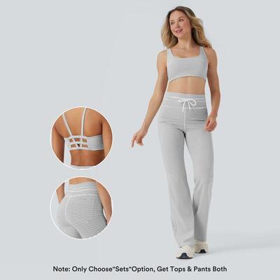 R 18701 Knitted Tank Top and Flared Pants 吊带上衣微喇裤