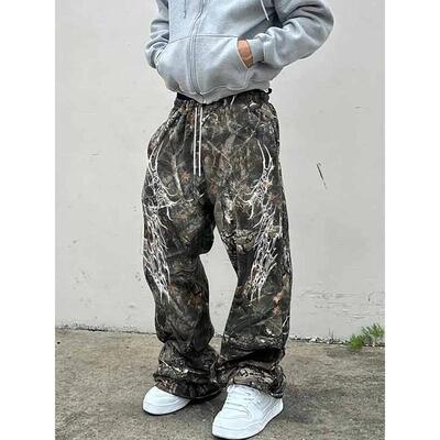 H 26128 Trendy Branch Print Pants 印花休闲裤