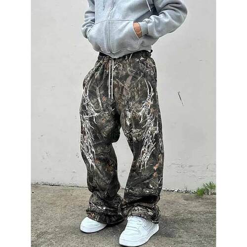 H 26128 Trendy Branch Print Pants 印花休闲裤