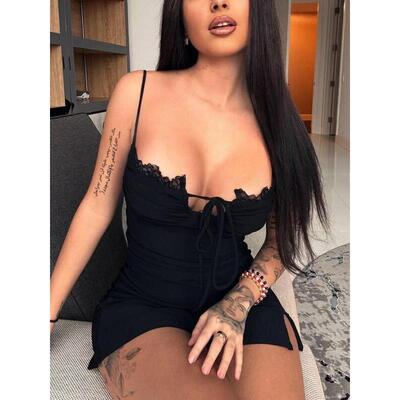 I 47061L Sexy Lace Tie Sling Dress 性感蕾丝连衣裙