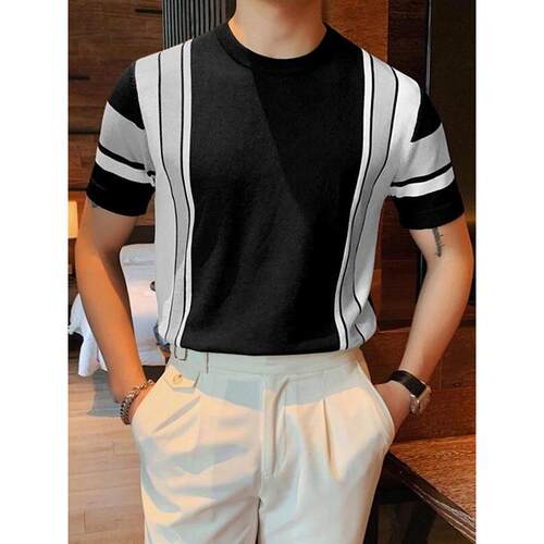 K 28816 Men's Knitted Short Sleeve T-Shirt 士针织短袖