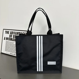 手提包休閑肩包時(shí)尚 新款 FASHION托特包便攜式 春季 健身黑色布包