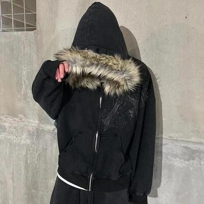 H 83813 Fleece Hoodie with Print 绒毛印花卫衣