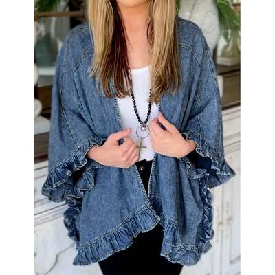 H 88748 Autumn Denim Jacket 荷叶边牛仔外套