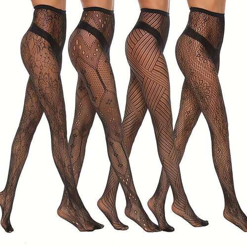 H 56892 Black stretch fishnet pantyhose 黑色弹力渔网连裤袜