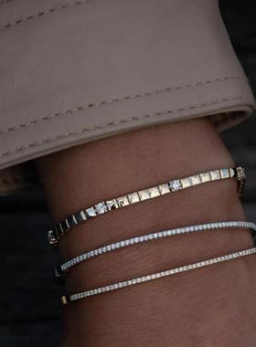 P 54 Geometric CZ Tennis Bracelet for Women Paved Different