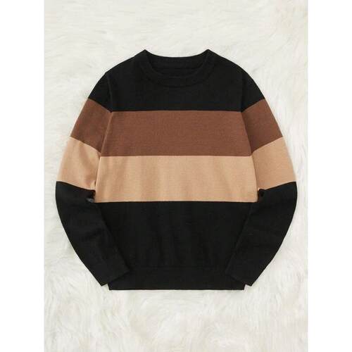 H 72398 Retro Stripe Loose Sweater 复古条纹毛衣