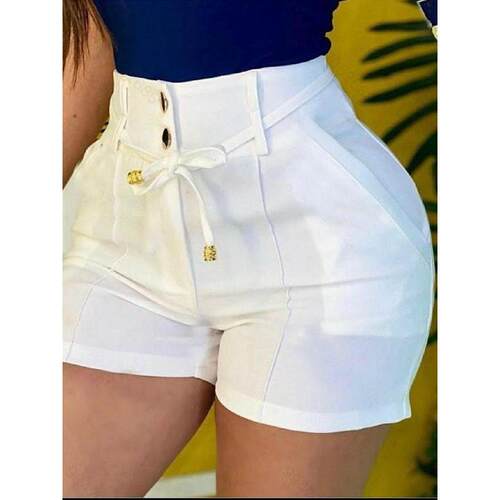 H 86386 High-waist button casual shorts 腰纽扣休闲短裤