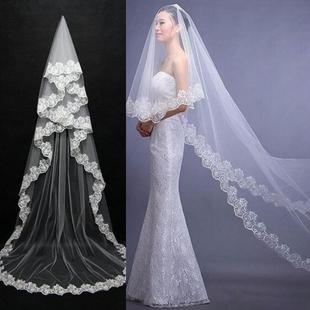 2.6M One Layer Lace Edge Whe Cathedral Wedding Veil Voile