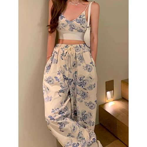 H 72609 Sexy Halter Jogger Set 性感吊带束脚裤套跨境