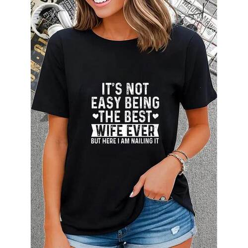 H 78229 Comfortable Slogan T-Shirt Dress 标语印花连衣裙