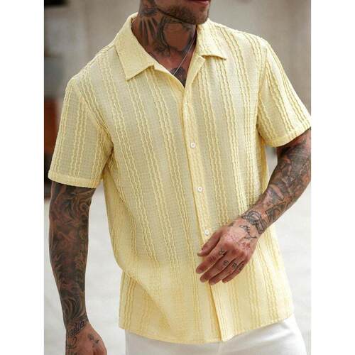 H 36682 collar striped shirt 领条纹休闲衬衫