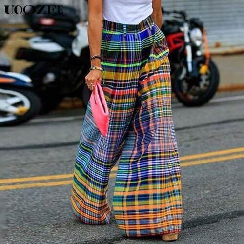 H 54291 Printed High Waist Wide Leg Pants 彩色印花阔腿裤