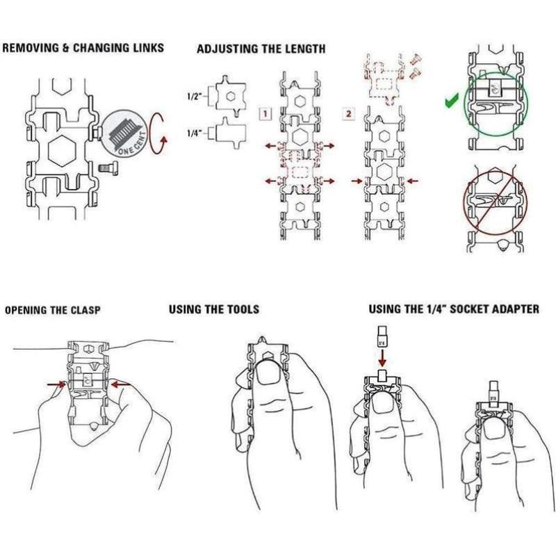 Multool Bracelet 29 in 1 22cm ains eel Outdoor