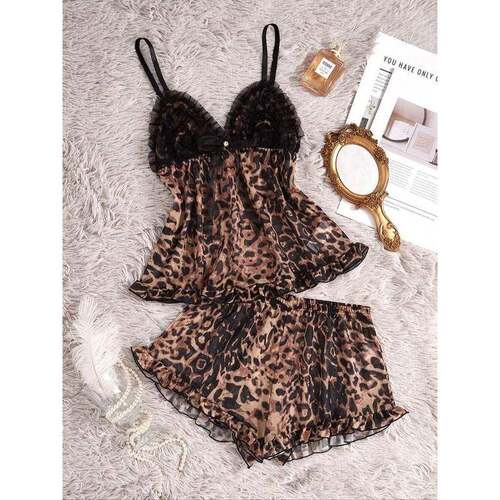 H 72041 Sexy Lace Sheer Satin Pajamas Set 性感蕾丝睡衣