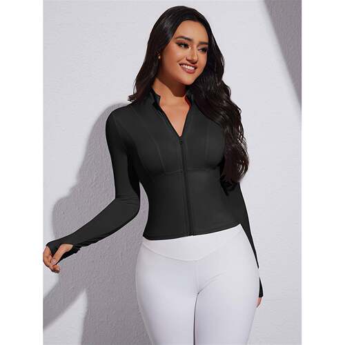 N 31427 Zipper Stand Collar Yoga Jacket 修身瑜伽外套
