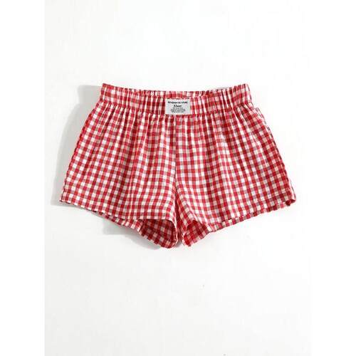 H 57434 Summer Casual High Waist Loose Wide Leg Plaid