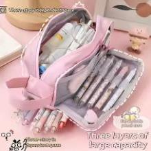 Large-capacy pencil case three-layer cute pencil bag beaut