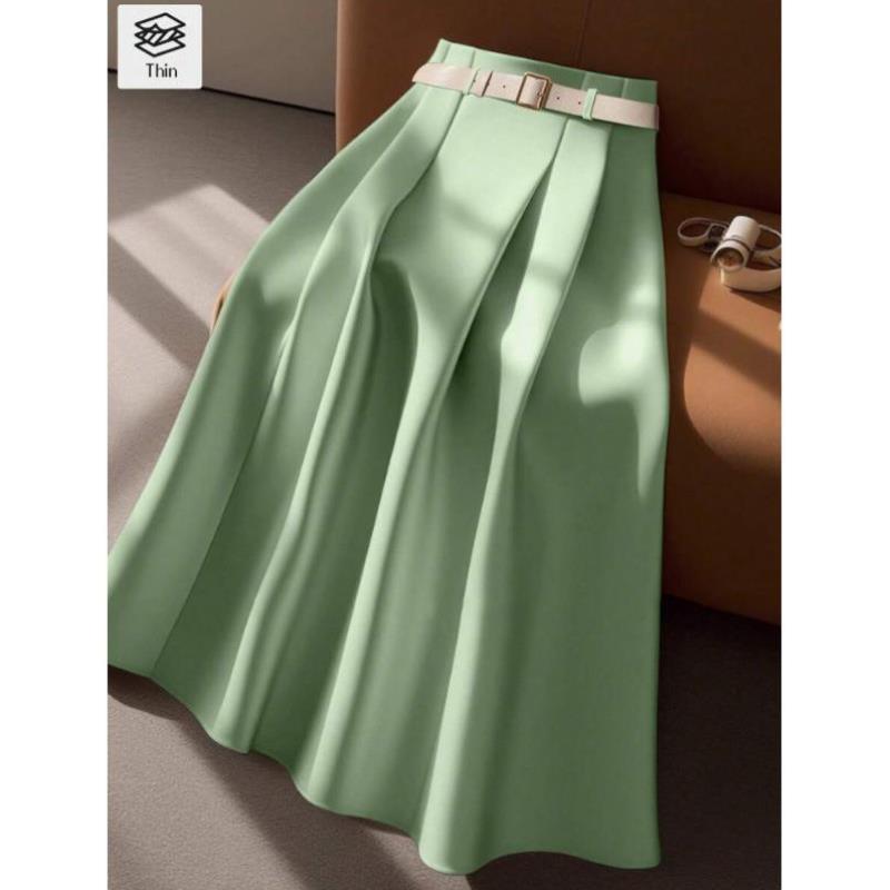 J 35623 速卖通新款外贸跨境优雅时尚皮革腰带A字裙套装