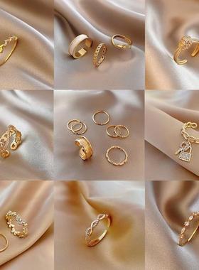 New Korean Women Crystal Zircon Sweet Rings Cute Jewelry跨境