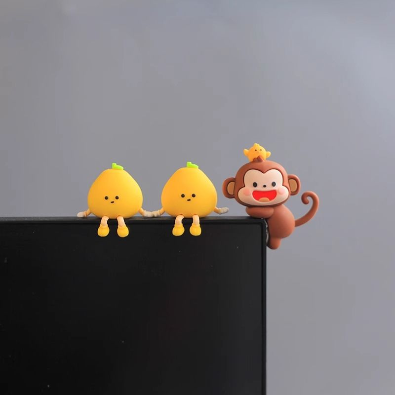 电脑装饰小配件电脑屏幕显示器摆件办公桌面工位上装饰用品小柚子