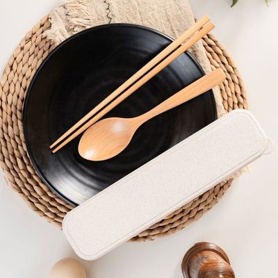 楠木勺子筷子套装日式叉