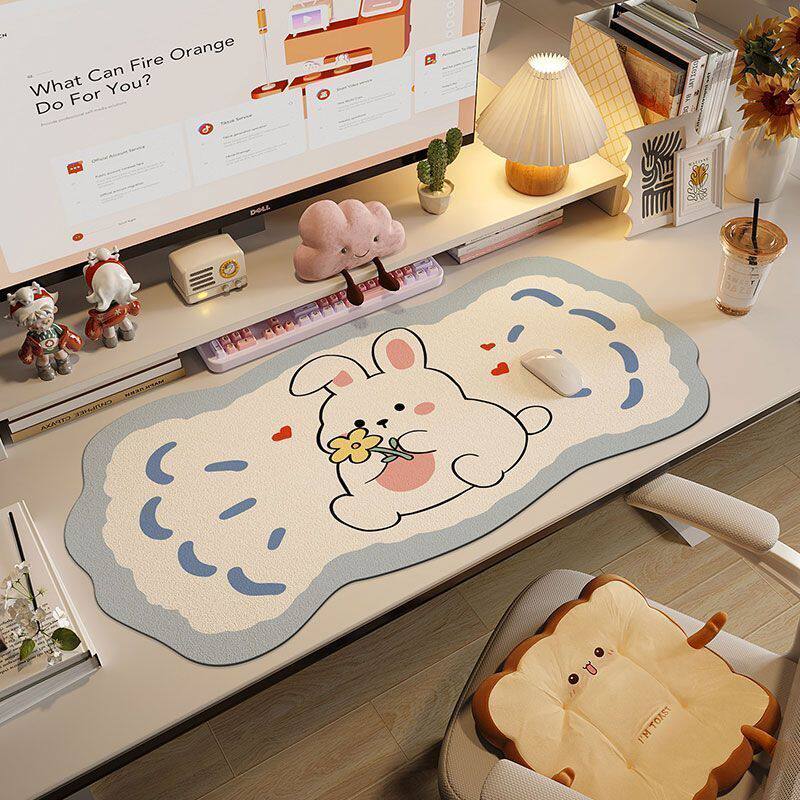 电脑桌面改造神器鼠标垫大号桌垫可爱卡通感硅藻泥超大鼠标垫桌面