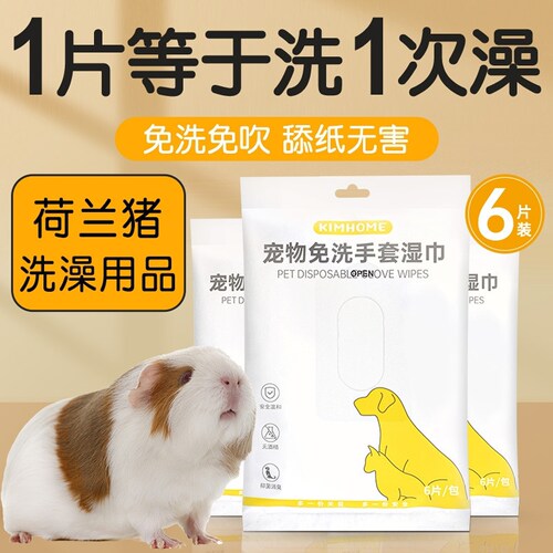 荷兰猪洗澡用品宠物免洗手套狗狗猫咪清洁湿纸巾干洗清洁手套豚鼠