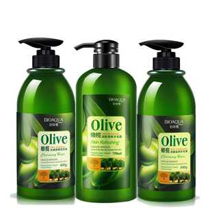 3PCS Olive Oil Hair Shampoo+Conditioner+Body Wash Shower Gel