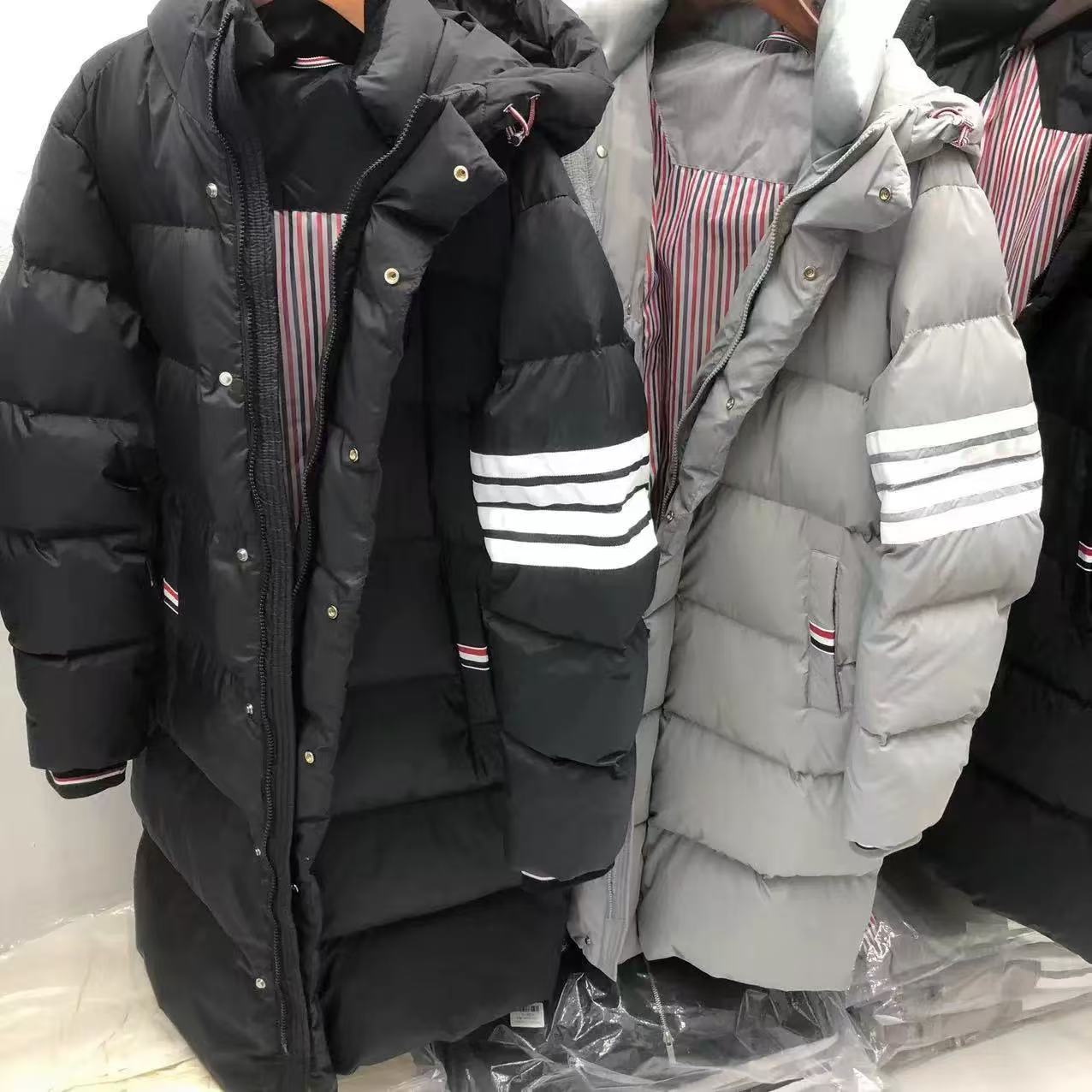 TB四杠加厚连帽长款羽绒服大衣