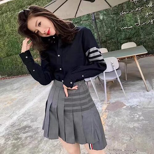 春季款TB磨柔软藏青色长袖衬衫