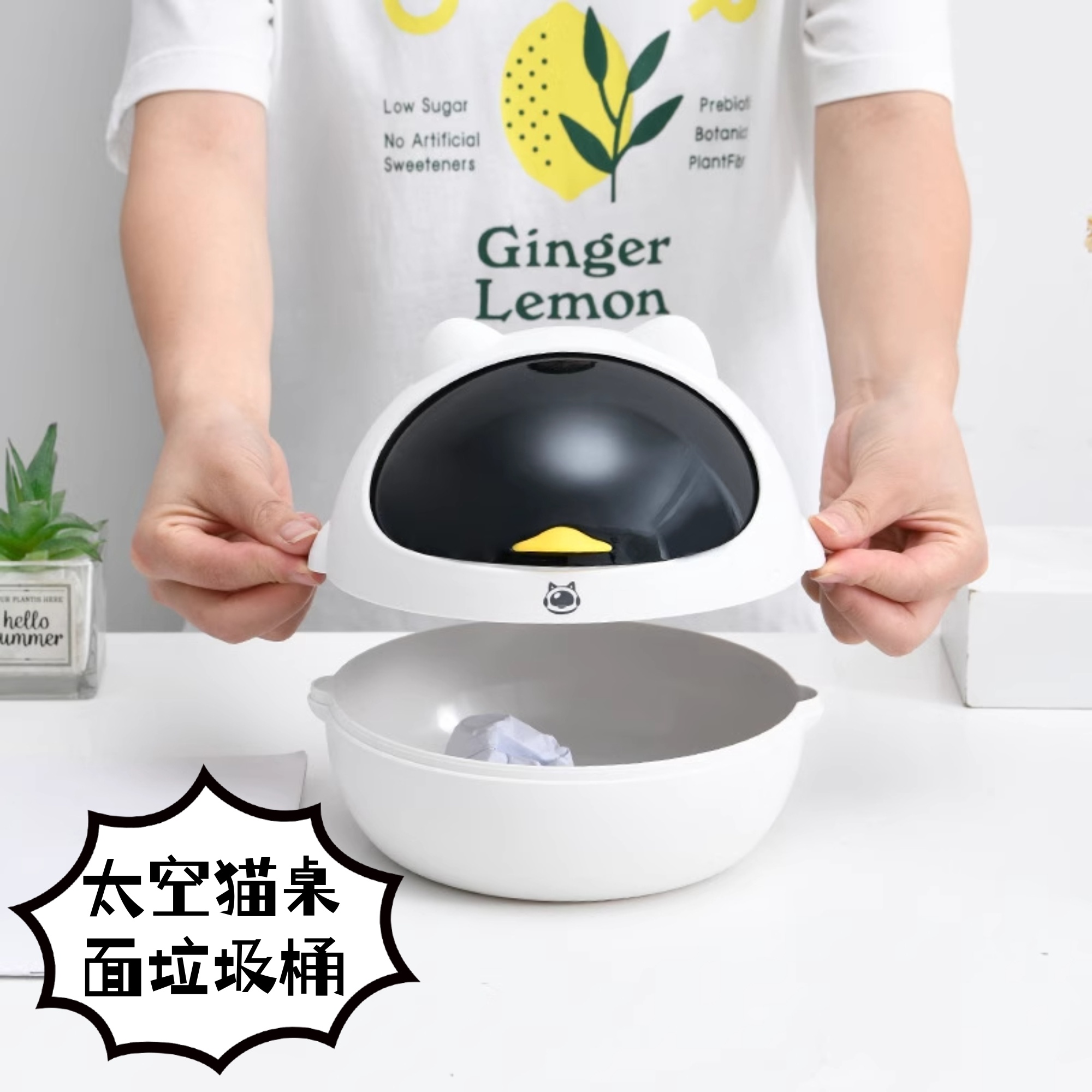 可爱小猫收纳桶桌面防尘收纳盒