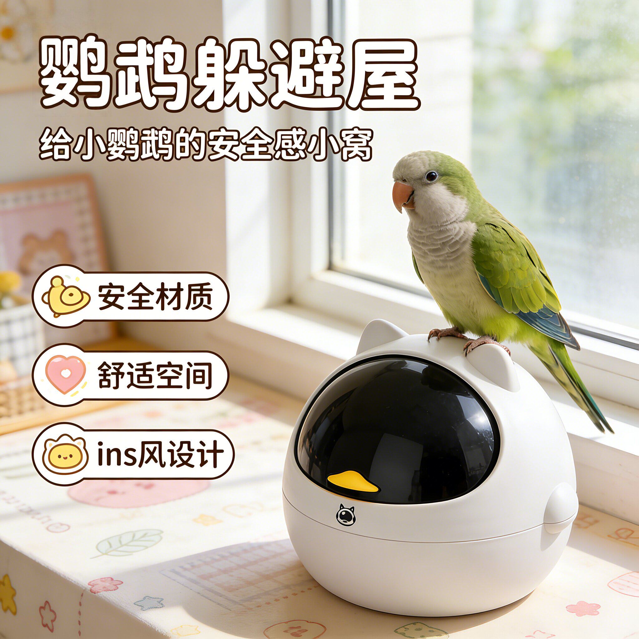 宠物鸟窝四季通用窝桌面垃圾桶高颜值迷你家用小号带盖垃圾篓ins