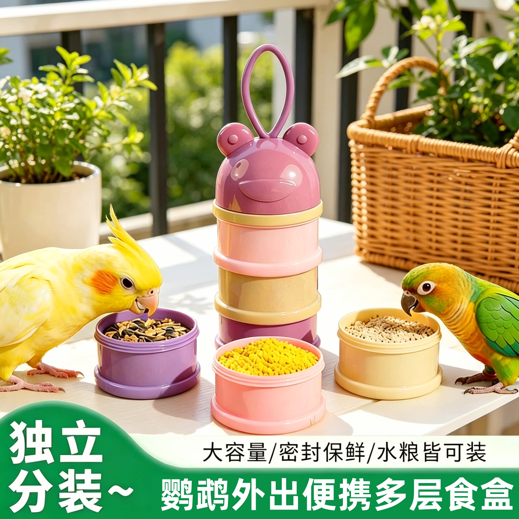 宠帮仕鹦鹉便携密封防潮食盒