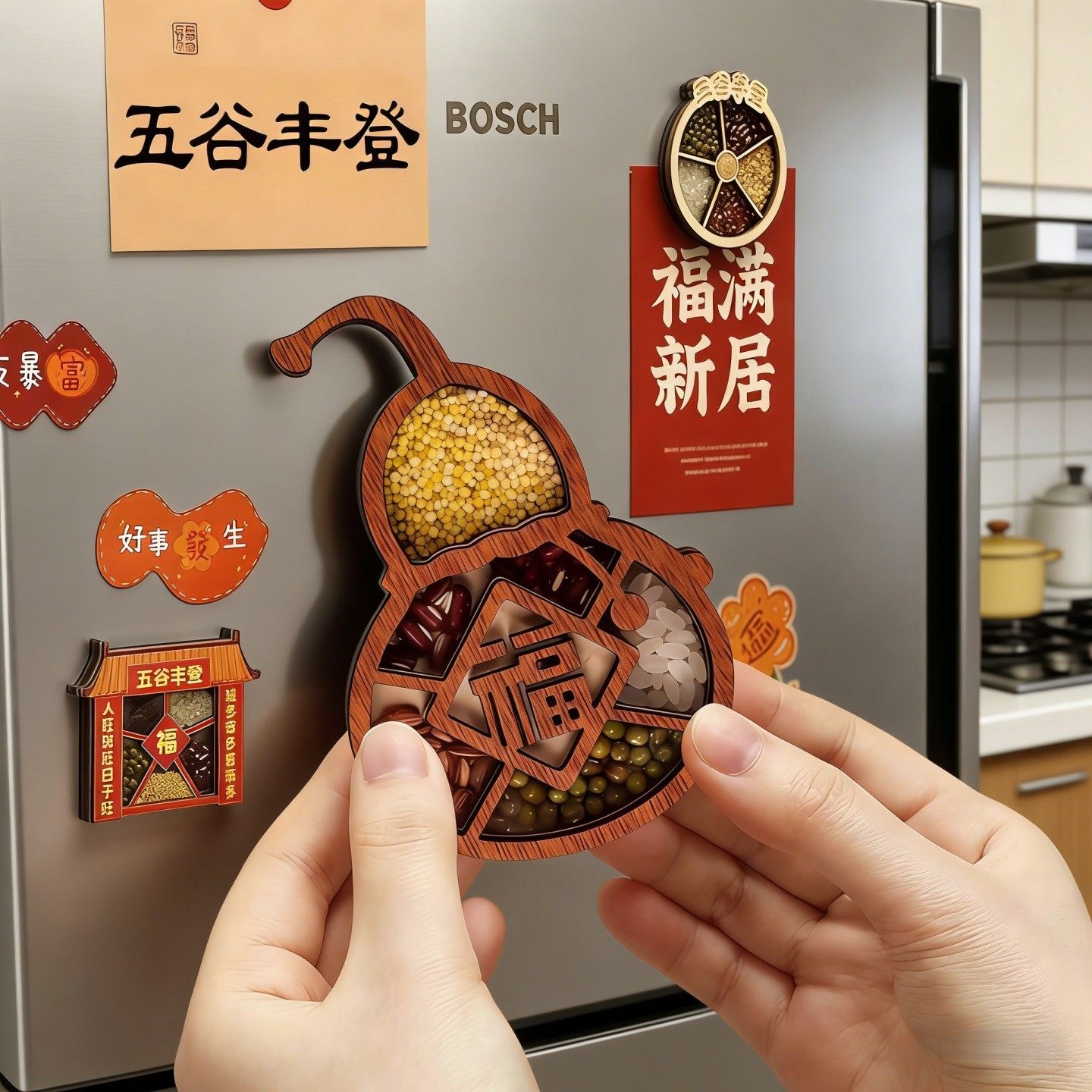 五谷丰登木质文创冰箱贴
