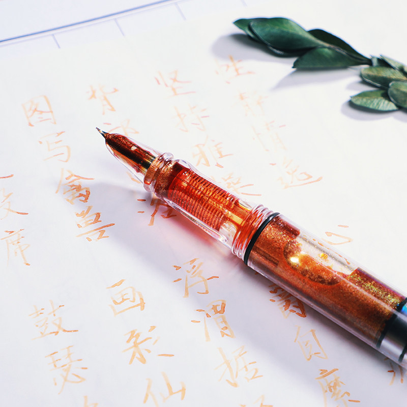 【送5ml金粉彩墨】透明活塞美工钢笔官方正品弯尖瘦金体字帖硬笔练字